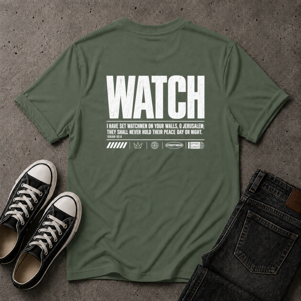 Watch Christian T-Shirt – Isaiah 62:6 Watchman Scripture Tee (BACK DESIGN)