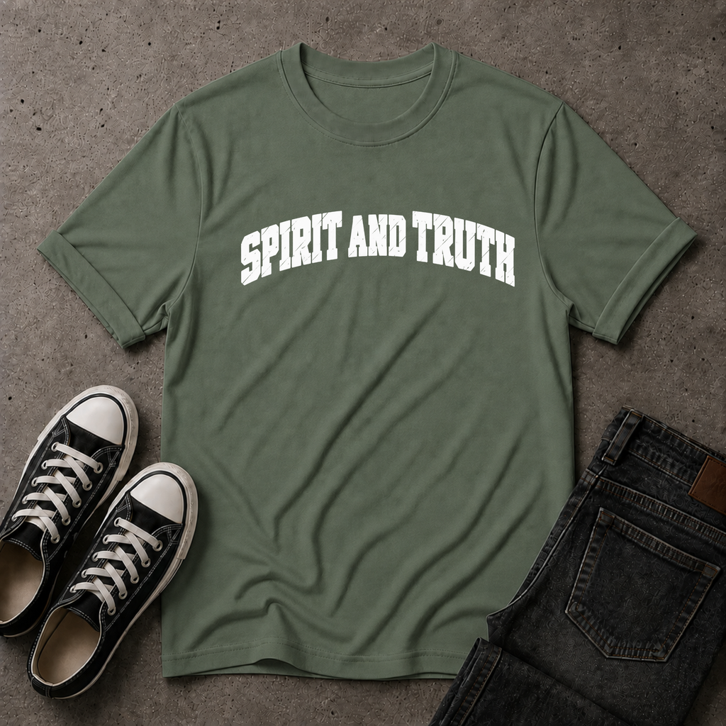 Spirit and Truth Christian T-Shirt – John 4:24 Worship Tee (FRONT DESIGN)