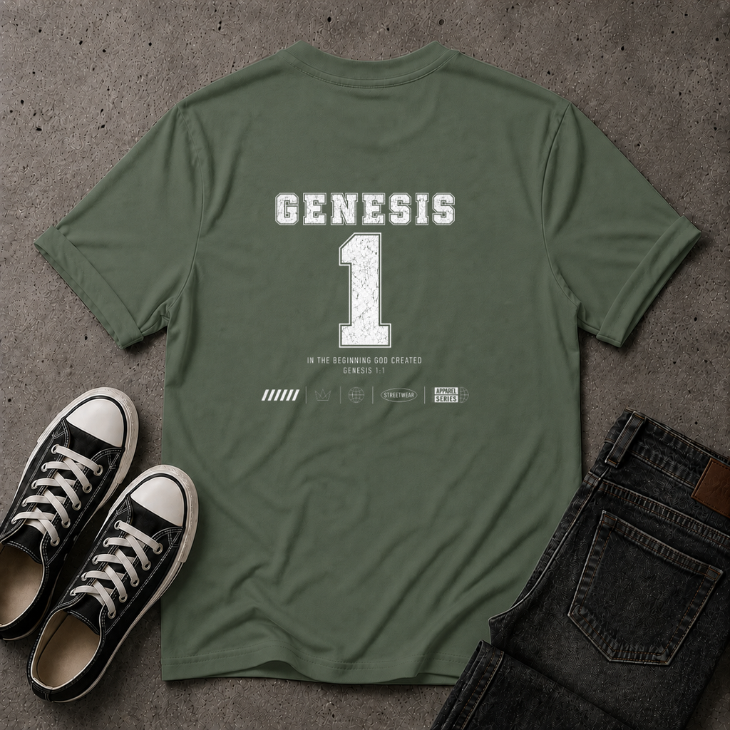 Genesis 1:1 T-Shirt | In The Beginning Christian Tee (BACK DESIGN)