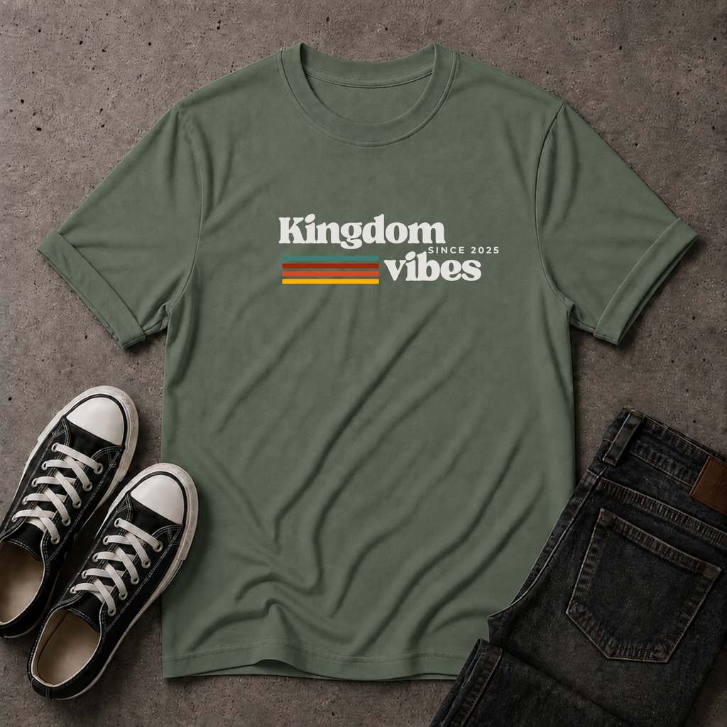 Kingdom Vibes Retro T-Shirt – Christian Streetwear Tee (FRONT DESIGN)