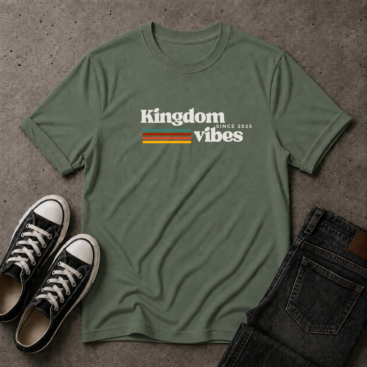 Kingdom Vibes Retro T-Shirt – Christian Streetwear Tee (FRONT DESIGN)