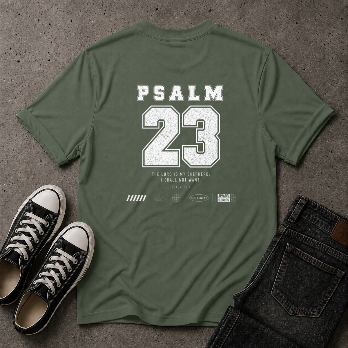 Psalm 23 Christian T-Shirt – The Lord Is My Shepherd – (BACK DESIGN)