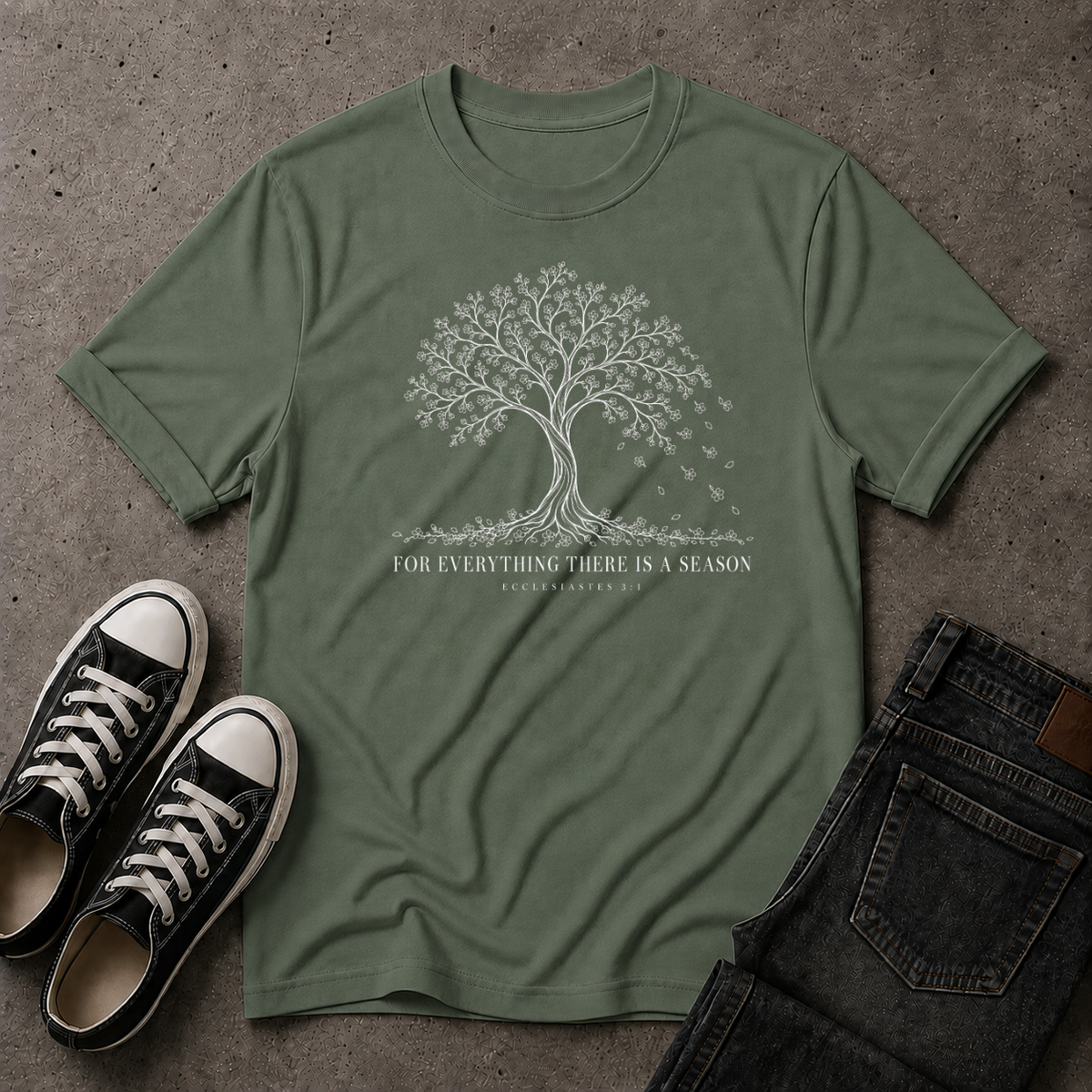 Ecclesiastes 3:1 T-Shirt – For Everything There Is a Season Christian Tee (FRONT DESIGN)