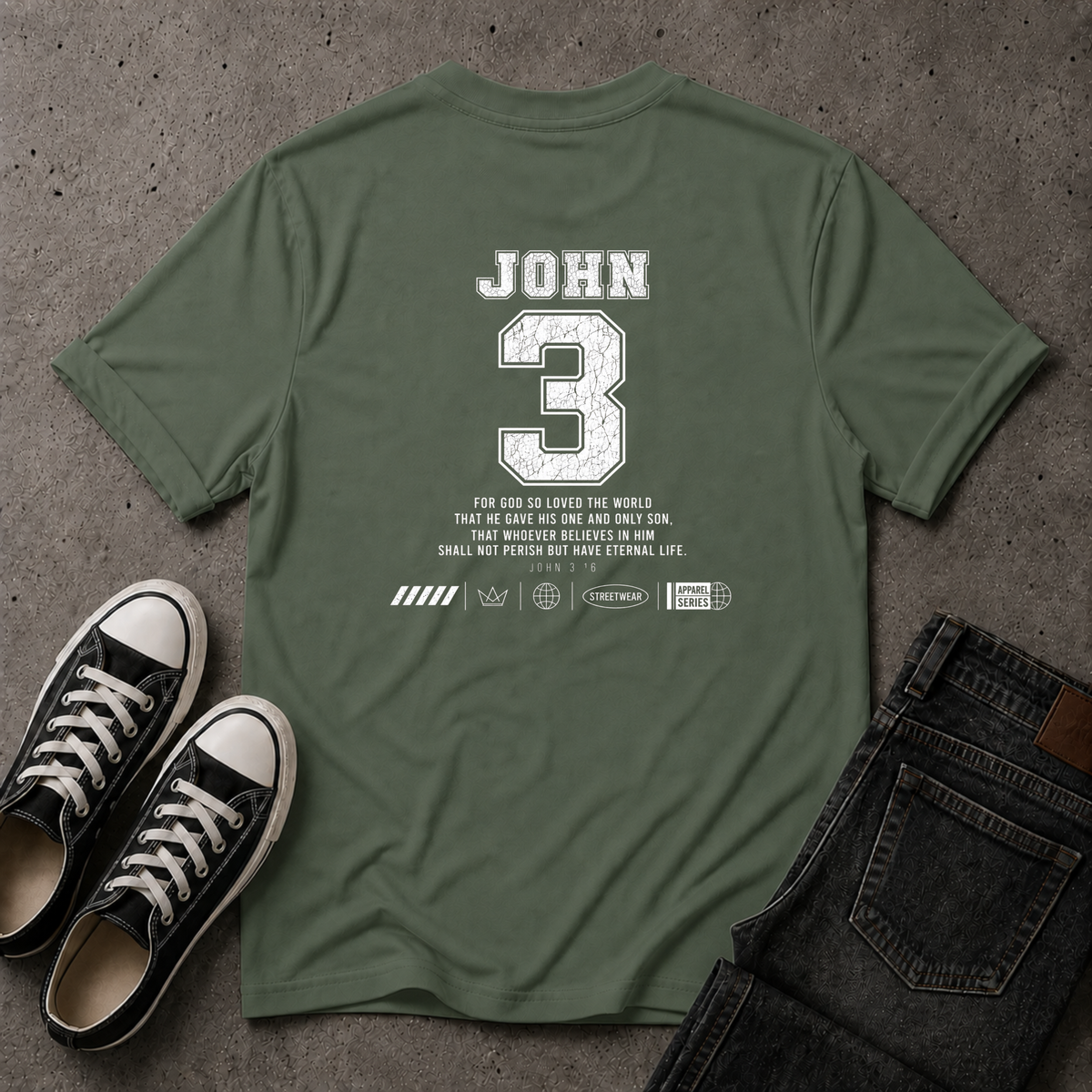 John 3:16 Christian T-Shirt – For God So Loved the World (BACK DESIGN)