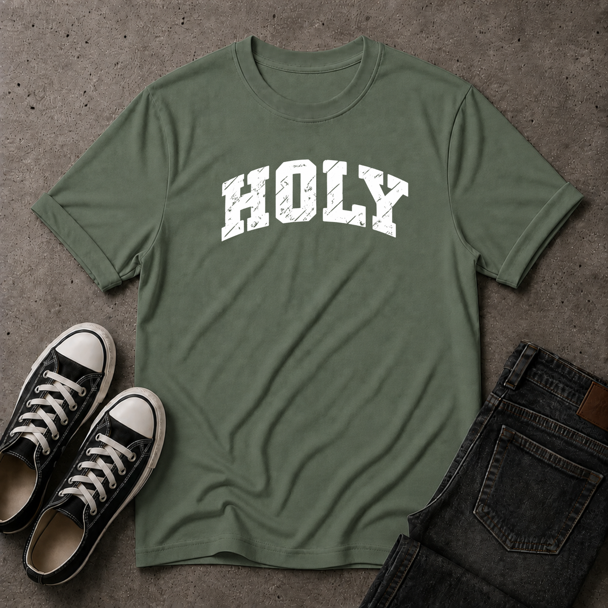 Holy Christian T-Shirt – Distressed Christian Streetwear Tee (FRONT DESIGN)