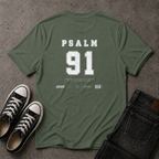 Psalm 91 T-Shirt – He Who Dwells Christian Scripture T-Shirt (BACK DESIGN)