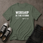 Worship in the Storm Christian T-Shirt – Psalm 34:1 (FRONT DESIGN)