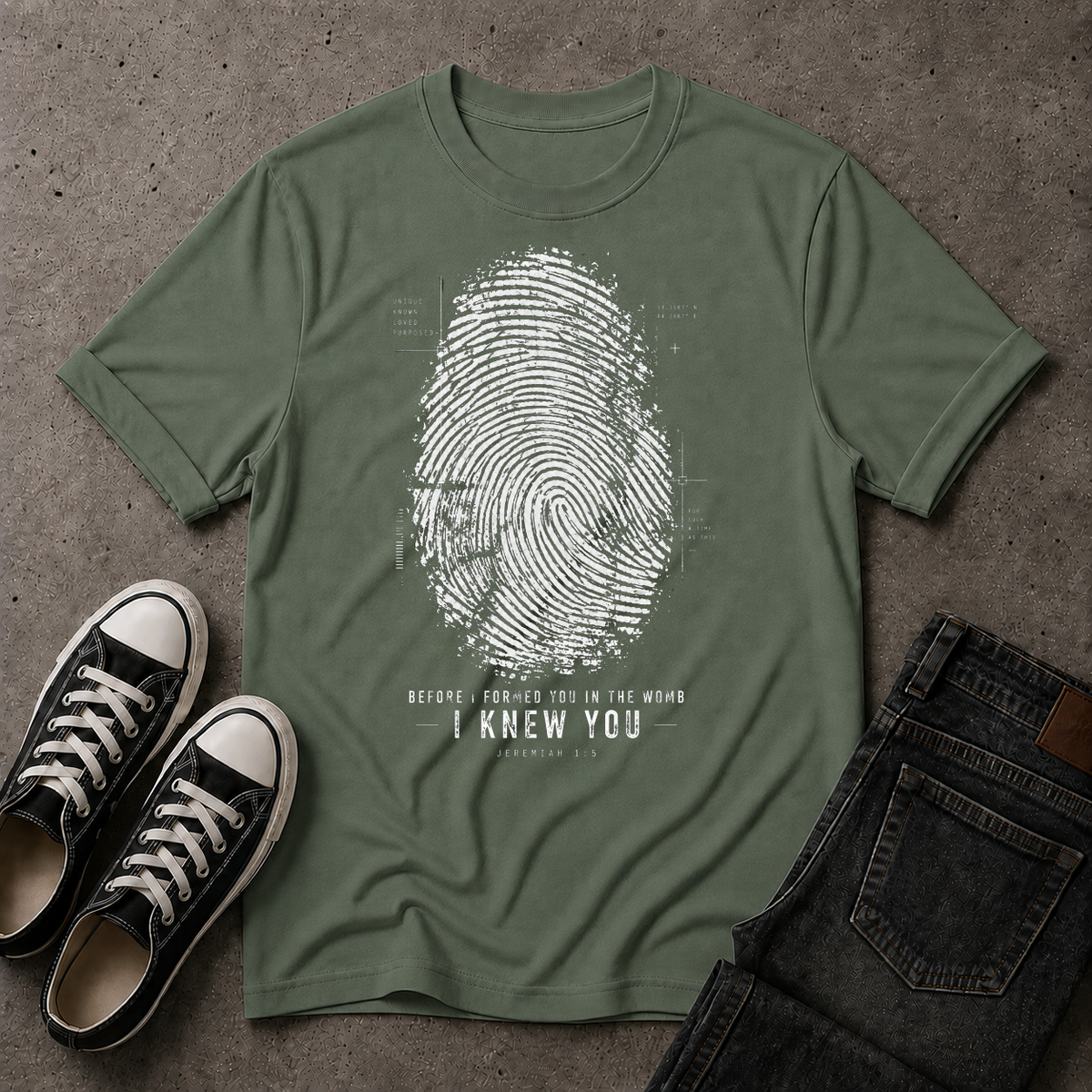 Before I Formed You Christian T-Shirt – Jeremiah 1:5 (FRONT DESIGN)
