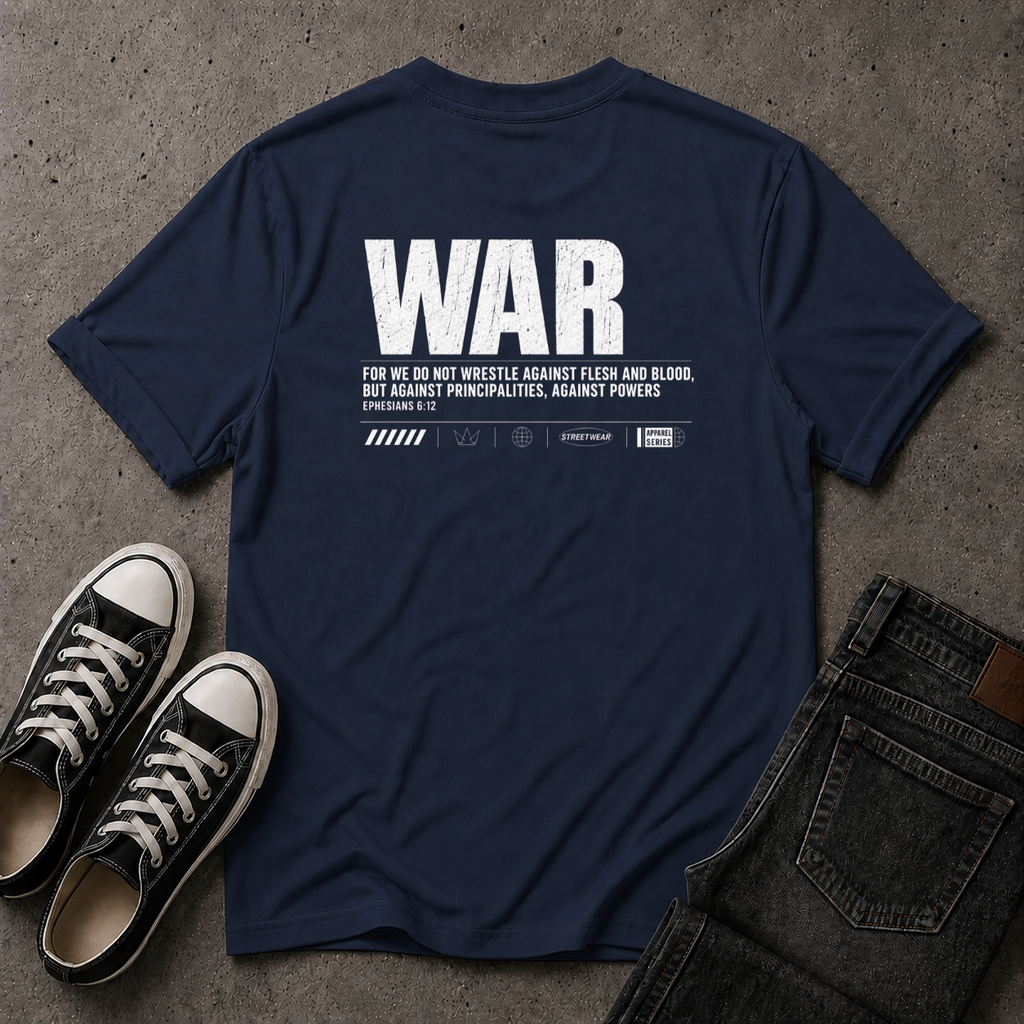 Spiritual Warfare Christian T-Shirt – Ephesians 6:12 (BACK DESIGN)