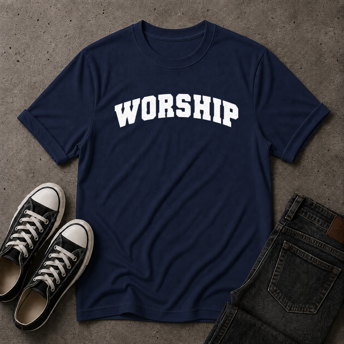 Worship Christian T-Shirt – Christian Streetwear Tee (FRONT DESIGN)