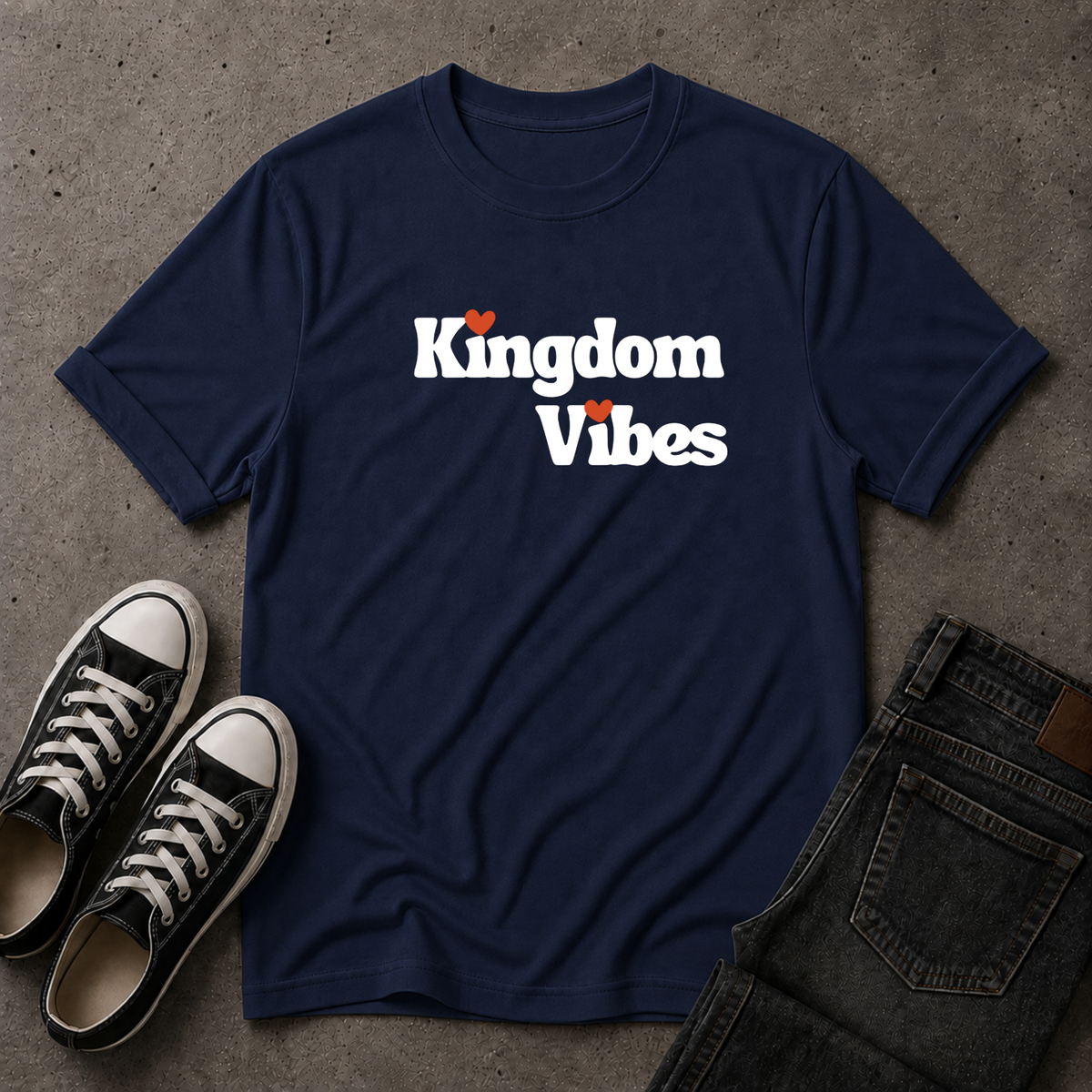 Kingdom Vibes Heart Logo T-Shirt – Christian Streetwear Tee (FRONT DESIGN)