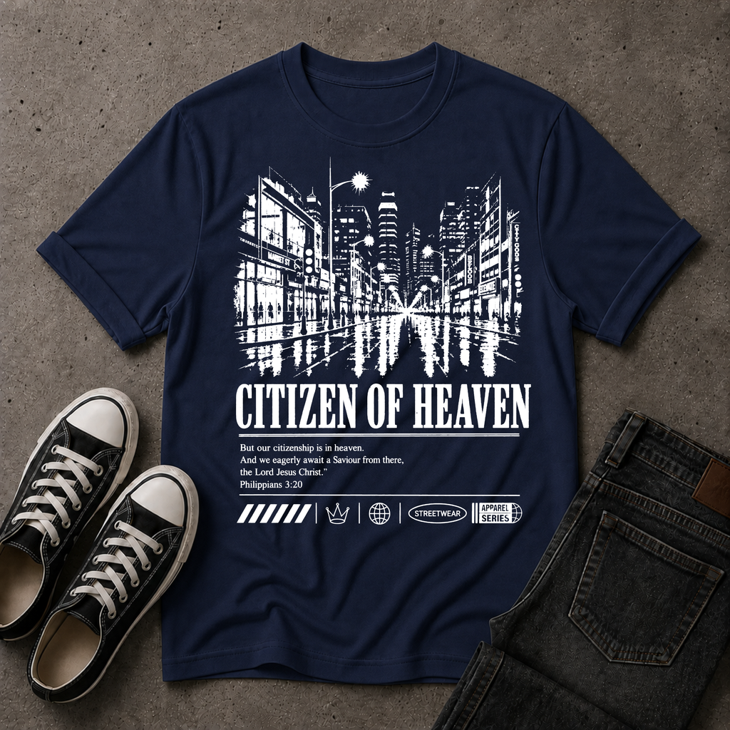 Citizen of Heaven Christian T-Shirt – Philippians 3:20 (BIG FRONT DESIGN)