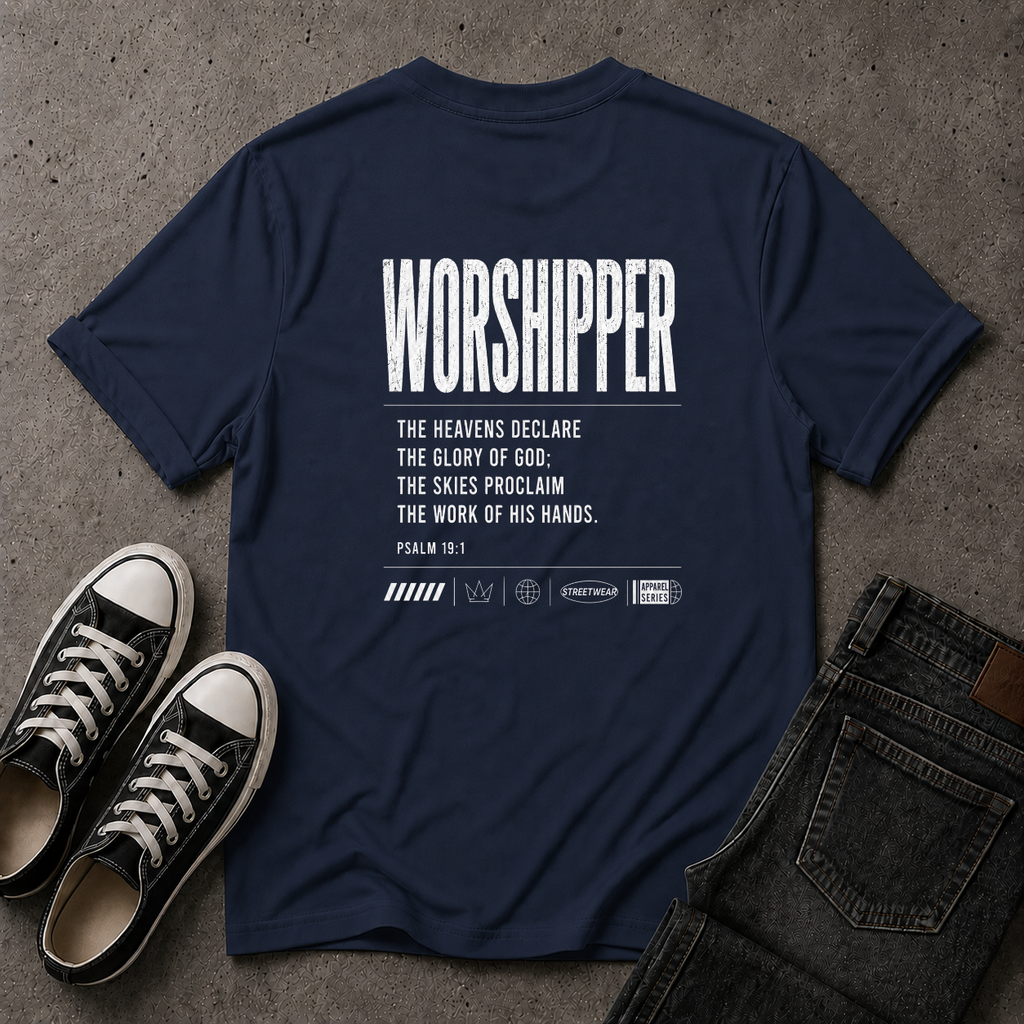 Worshipper Christian T-Shirt – Psalm 19:1 Worship Tee (BACK DESIGN)