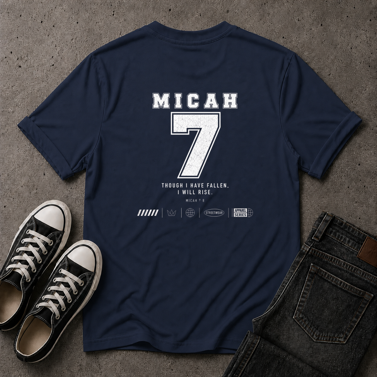 Micah 7 Christian T-Shirt – I Will Rise – (BACK DESIGN)