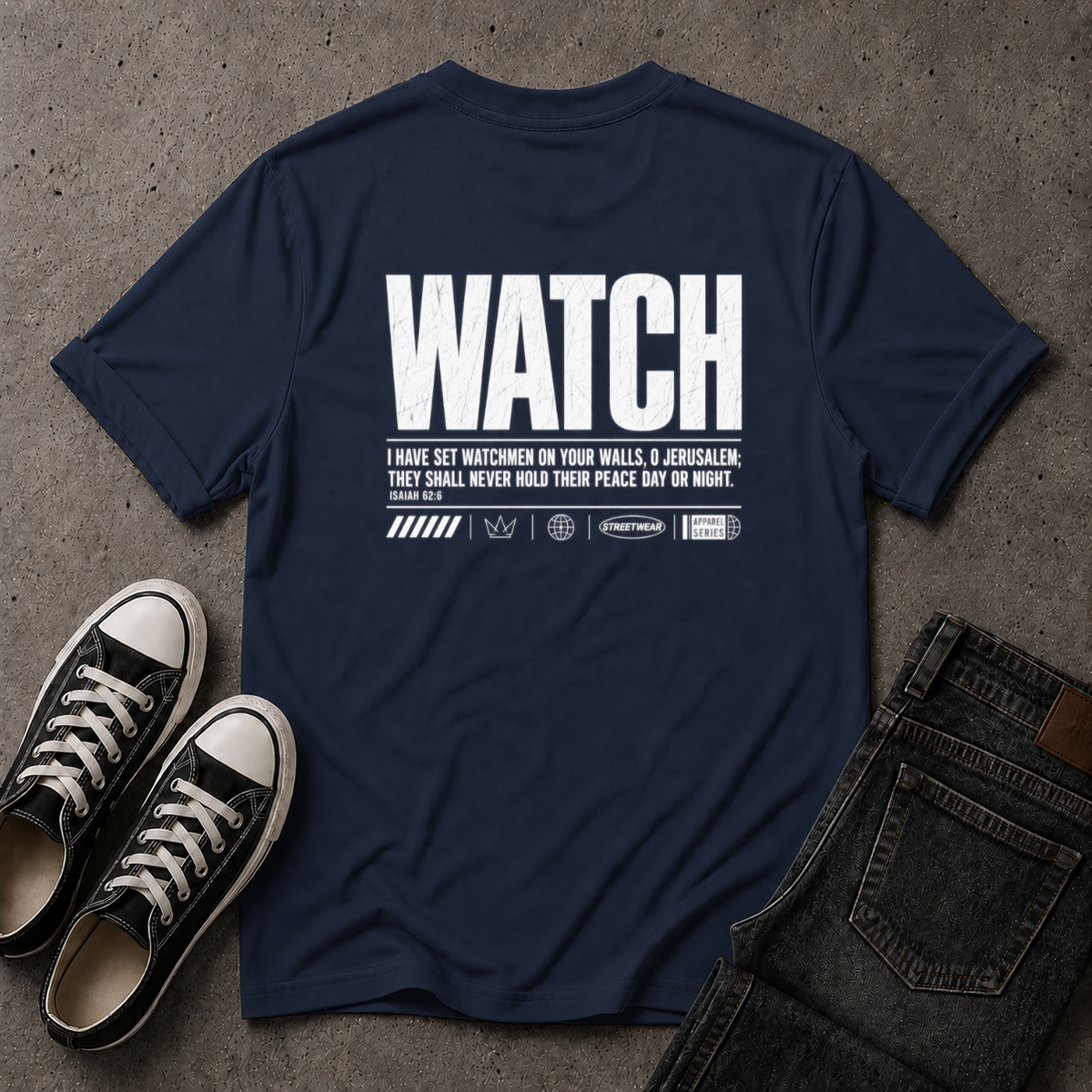 Watch Christian T-Shirt – Isaiah 62:6 Watchman Scripture Tee (BACK DESIGN)