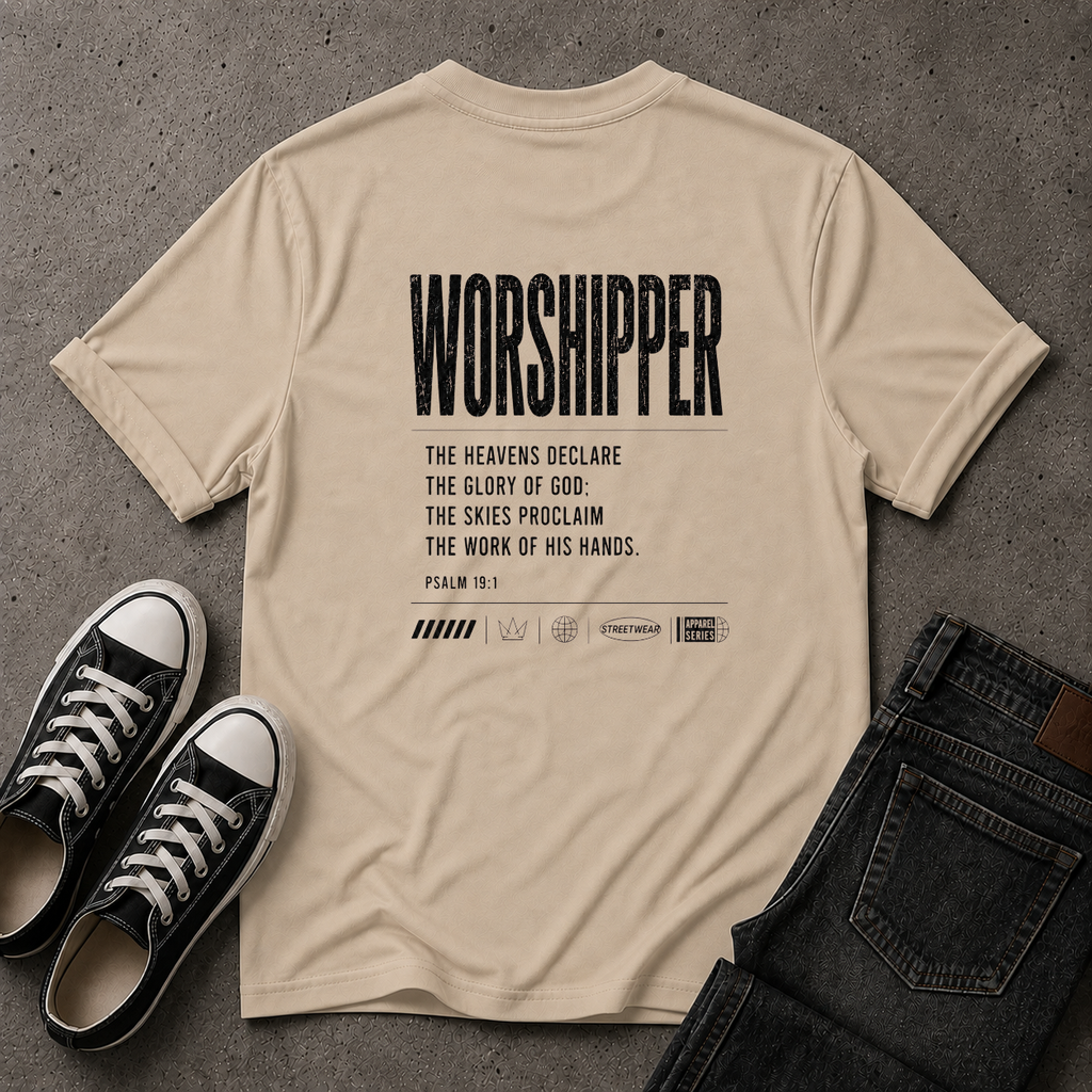 Worshipper Christian T-Shirt – Psalm 19:1 Worship Tee (BACK DESIGN)