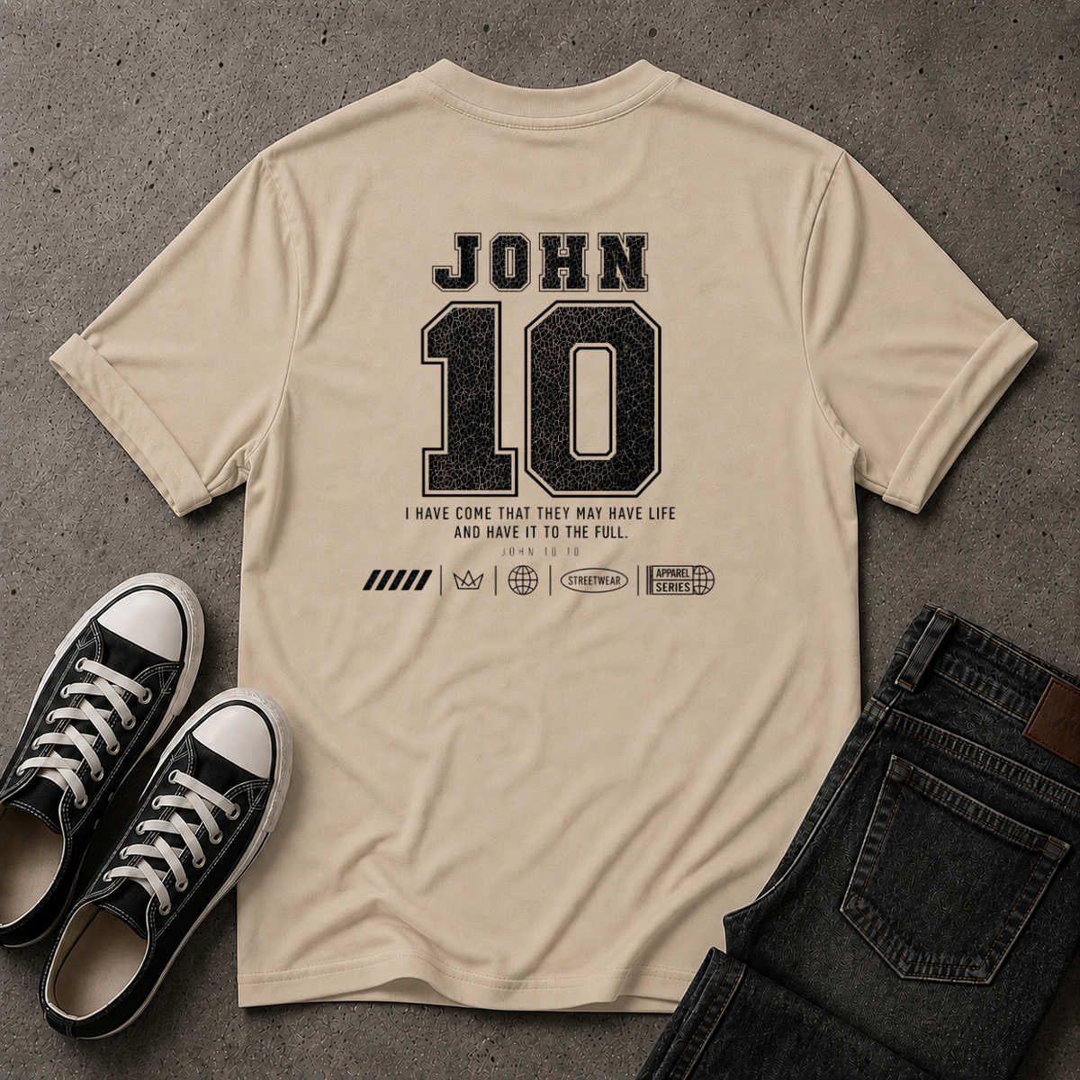 John 10:10 Christian T-Shirt – Life to the Full – (BACK DESIGN)