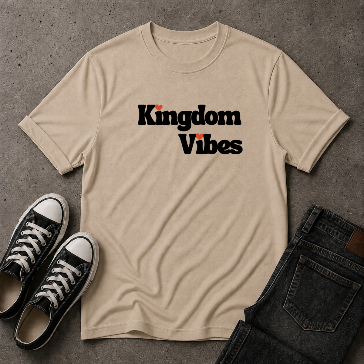 Kingdom Vibes Heart Logo T-Shirt – Christian Streetwear Tee (FRONT DESIGN)