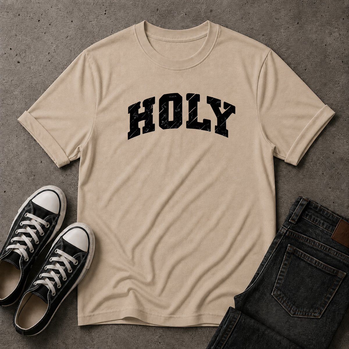 Holy Christian T-Shirt – Distressed Christian Streetwear Tee (FRONT DESIGN)