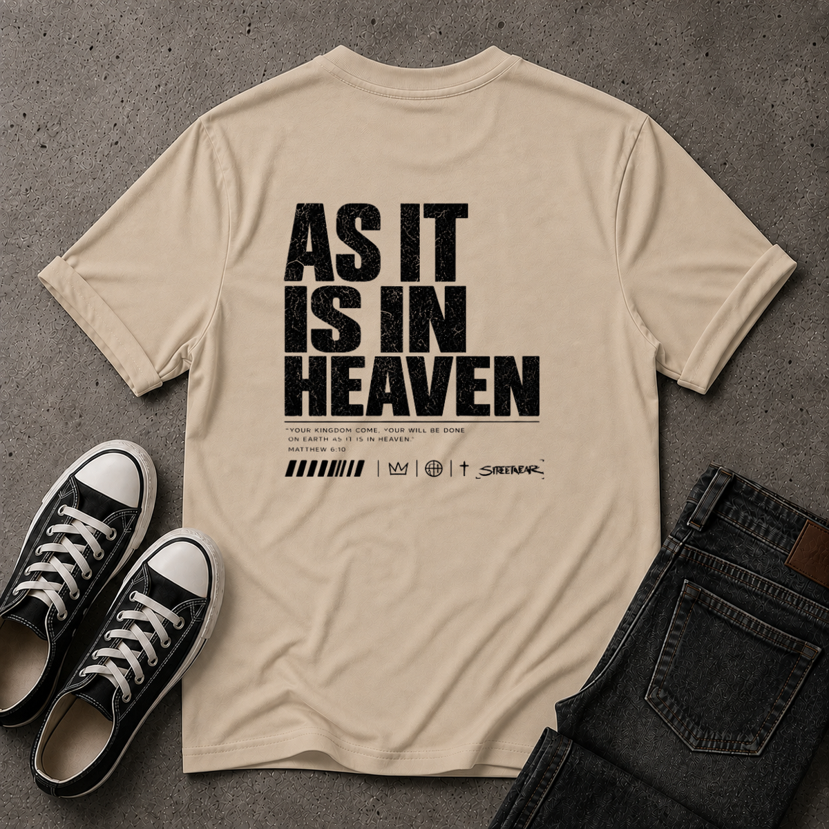 As It Is In Heaven Christian T-Shirt – Matthew 6:10 – (BACK DESIGN)