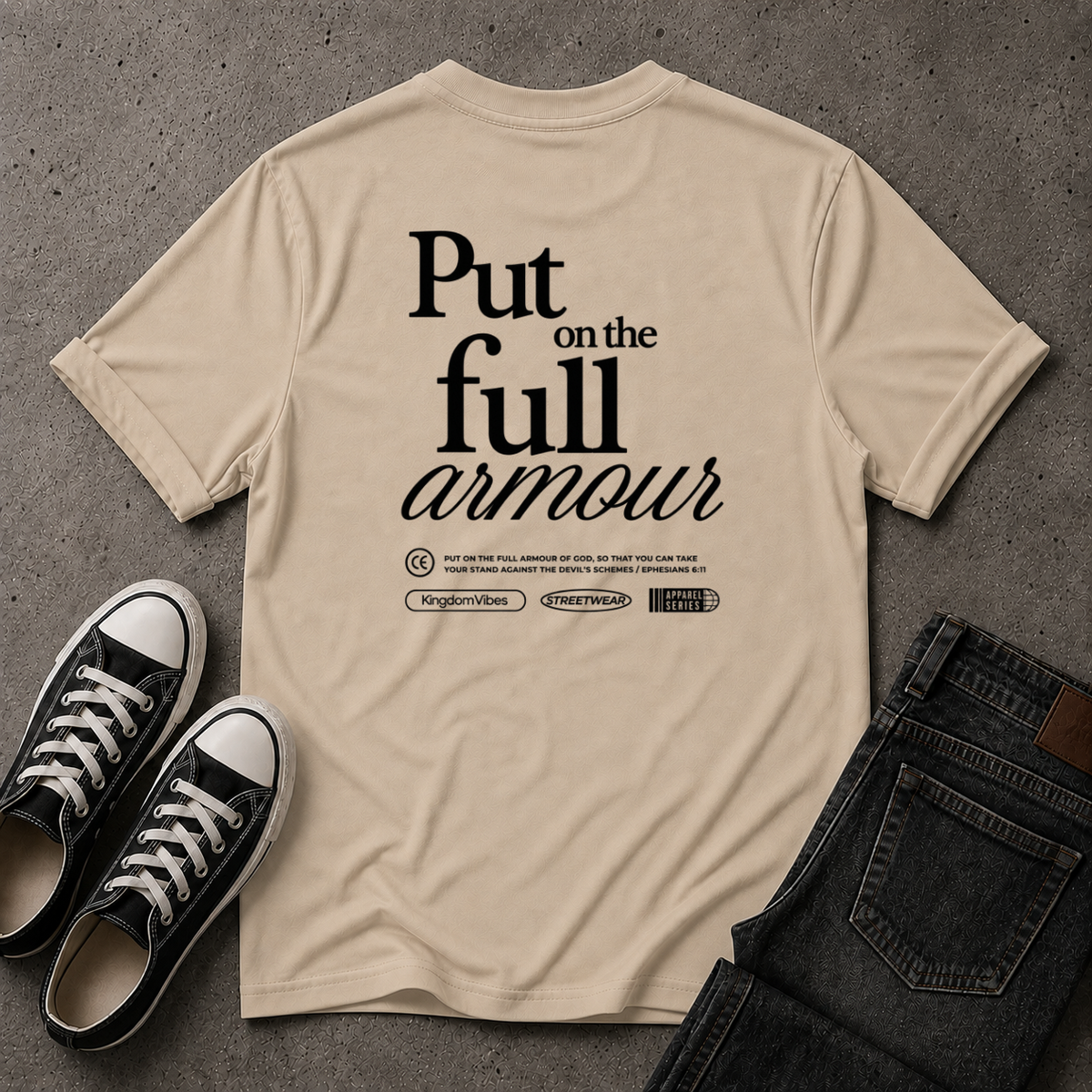 Full Armour of God T-Shirt – Ephesians 6:11 Christian Streetwear (BACK DESIGN)