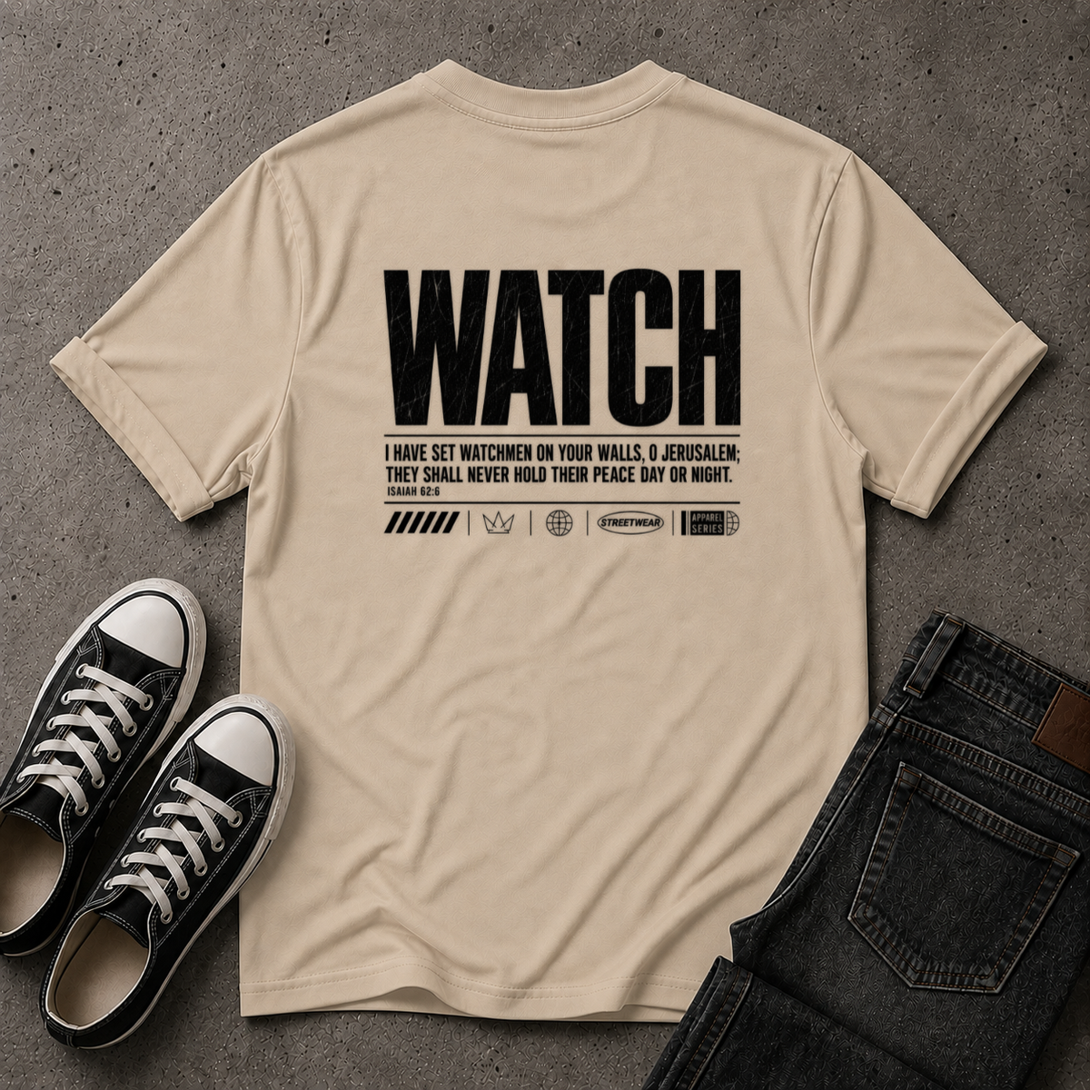 Watch Christian T-Shirt – Isaiah 62:6 Watchman Scripture Tee (BACK DESIGN)
