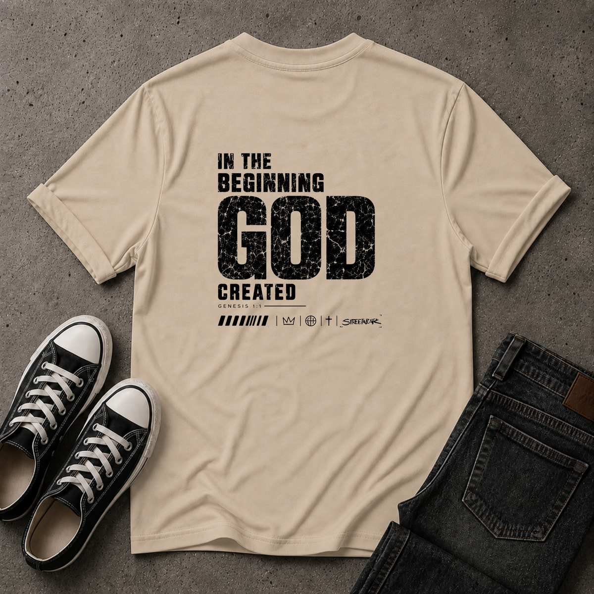 In the Beginning God Created T-Shirt – Genesis 1:1 (BACK DESIGN)