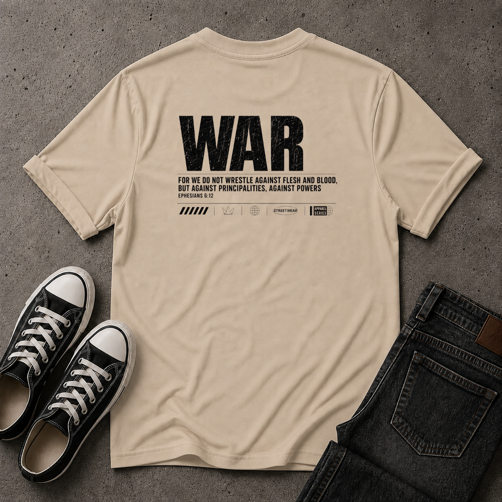 Spiritual Warfare Christian T-Shirt – Ephesians 6:12 (BACK DESIGN)