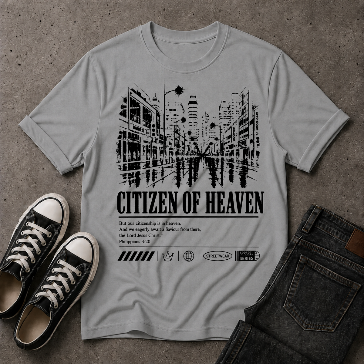 Citizen of Heaven Christian T-Shirt – Philippians 3:20 (BIG FRONT DESIGN)