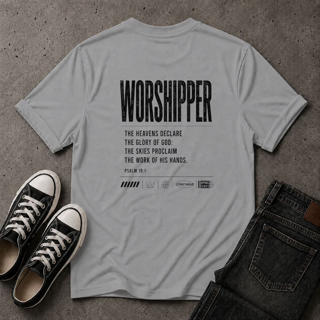 Worshipper Christian T-Shirt – Psalm 19:1 Worship Tee (BACK DESIGN)