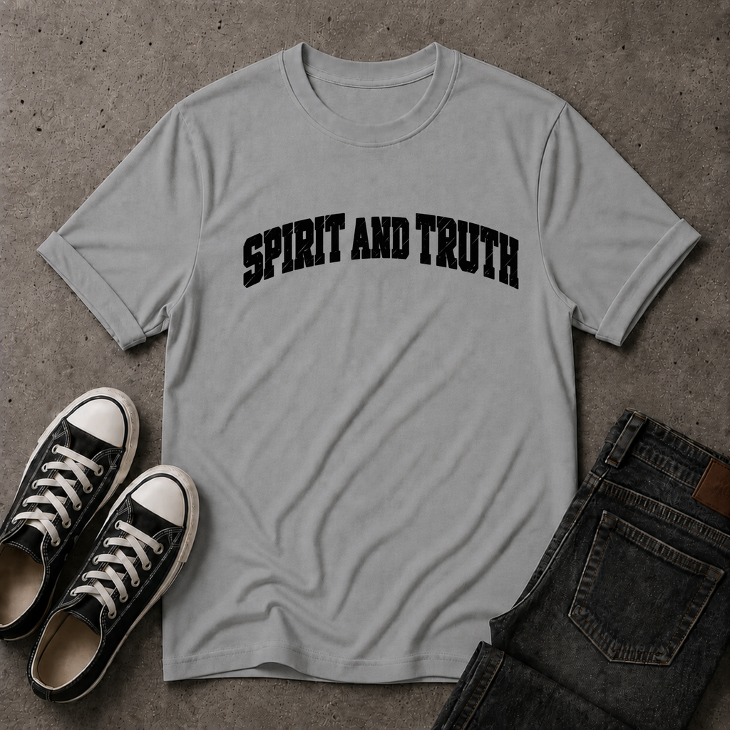 Spirit and Truth Christian T-Shirt – John 4:24 Worship Tee (FRONT DESIGN)