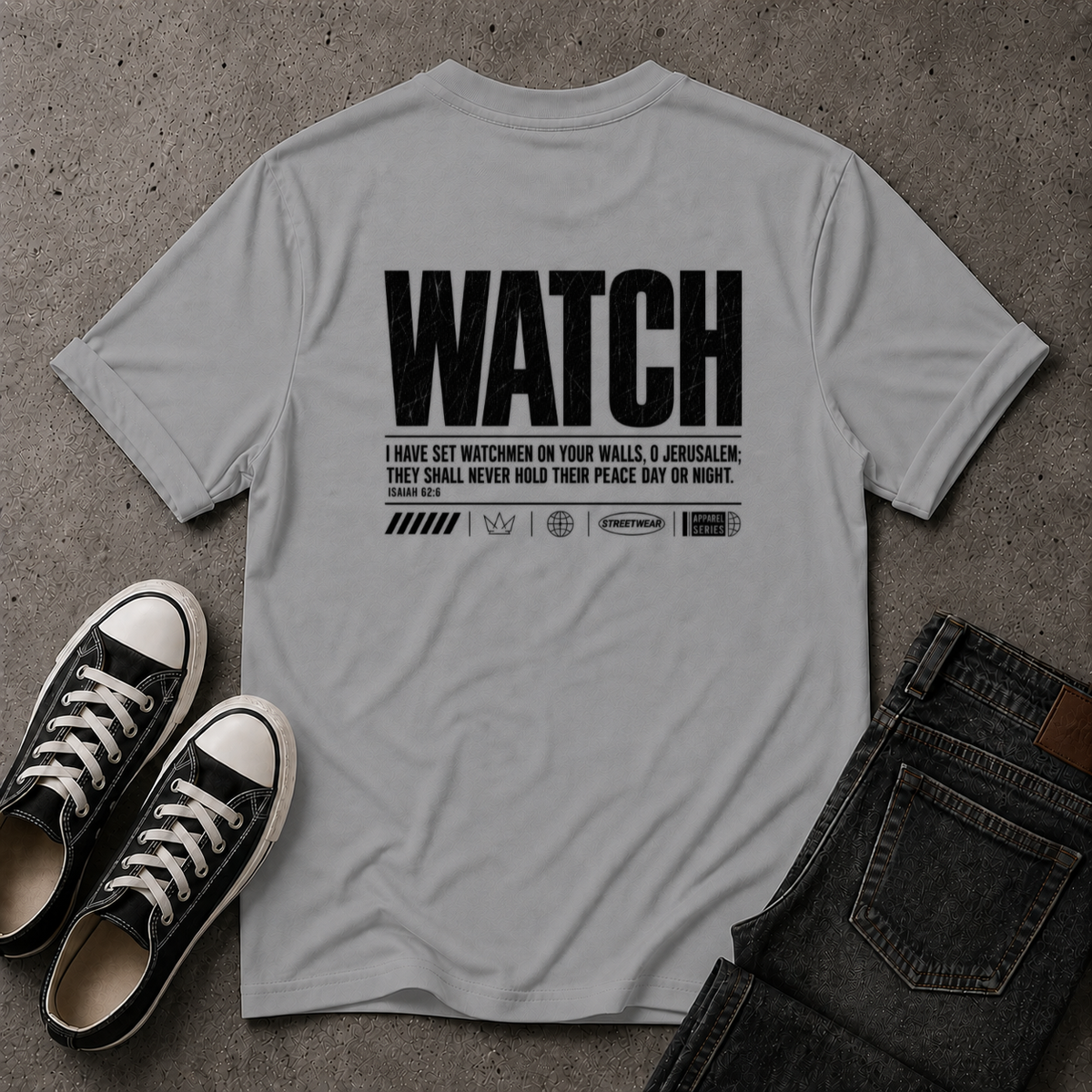 Watch Christian T-Shirt – Isaiah 62:6 Watchman Scripture Tee (BACK DESIGN)