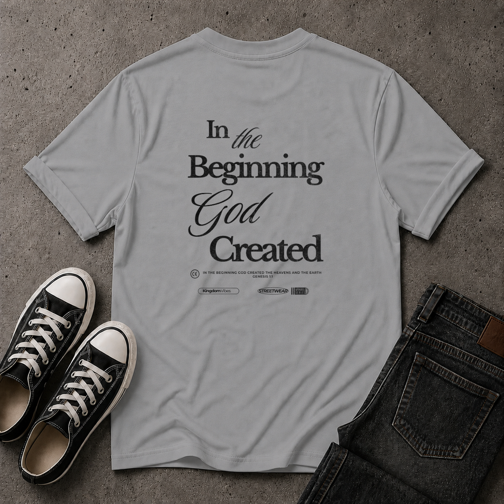 Genesis 1:1 T-Shirt – In The Beginning God Created Christian Tee (BACK DESIGN)