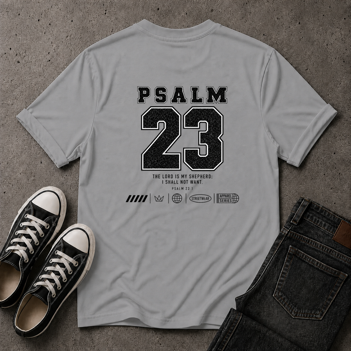 Psalm 23 Christian T-Shirt – The Lord Is My Shepherd – (BACK DESIGN)