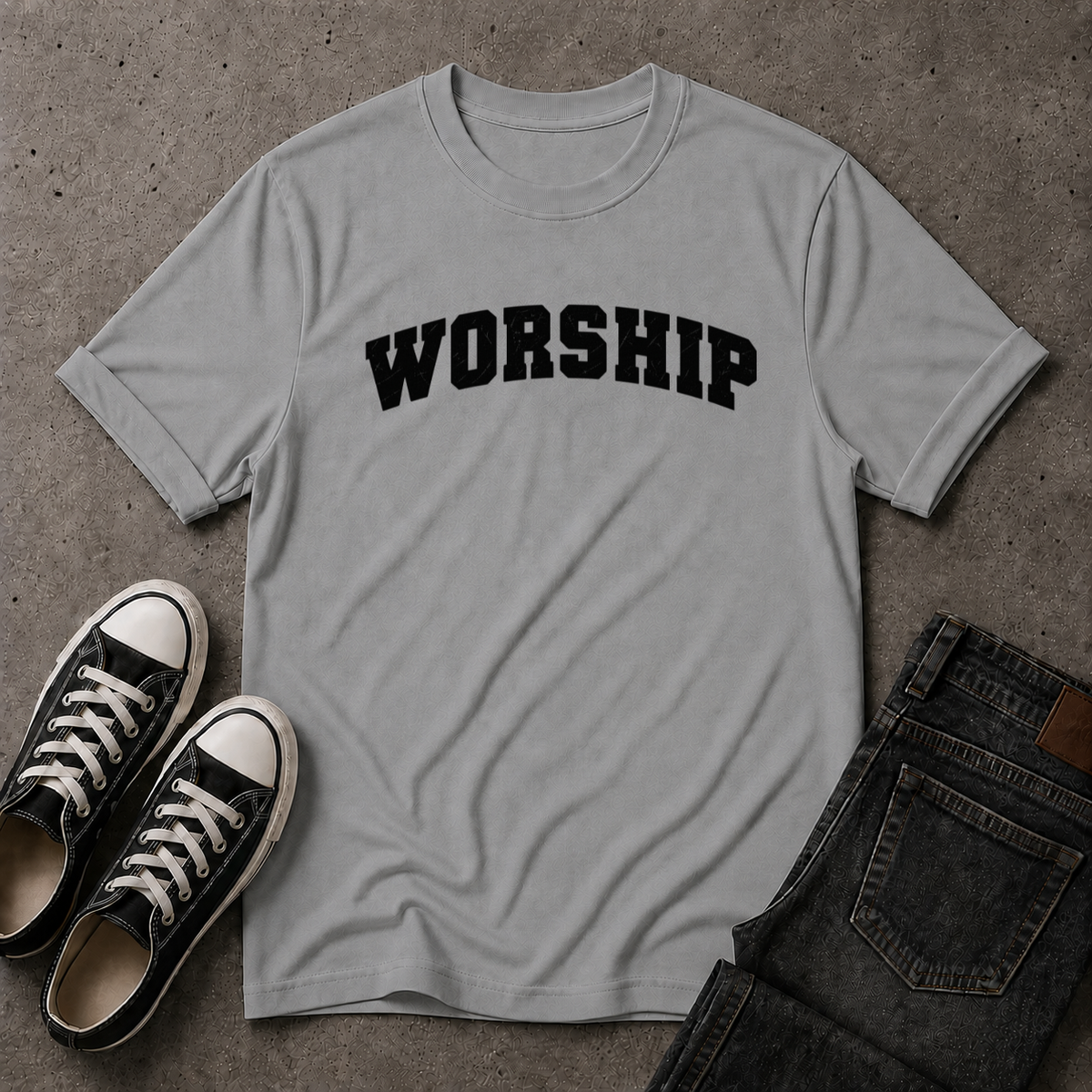 Worship Christian T-Shirt – Christian Streetwear Tee (FRONT DESIGN)