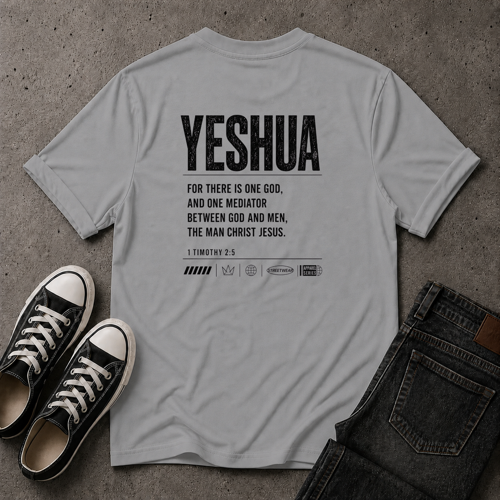 Yeshua Christian T-Shirt – 1 Timothy 2:5 Scripture Tee (BACK DESIGN)