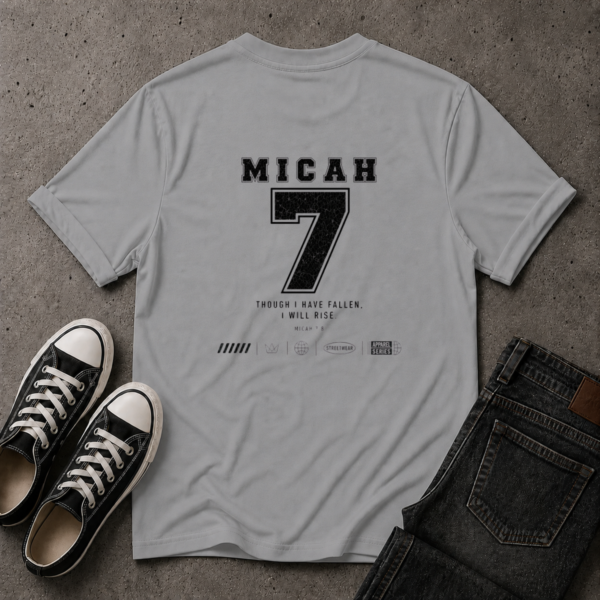 Micah 7 Christian T-Shirt – I Will Rise – (BACK DESIGN)