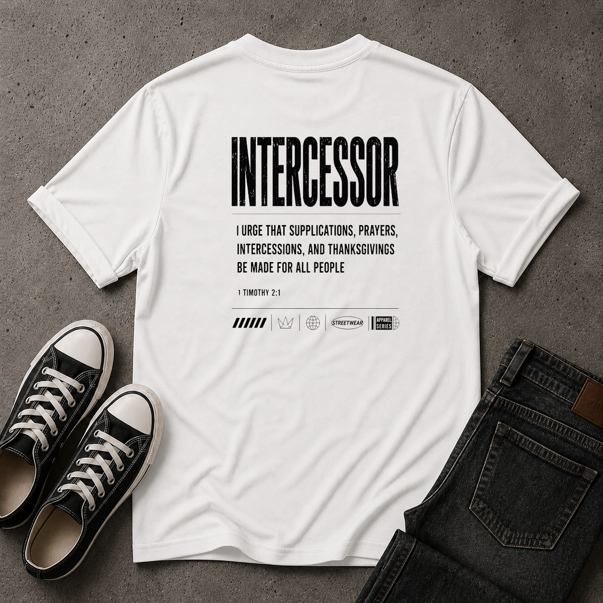 Intercessor Christian T-Shirt – 1 Timothy 2:1 Prayer Tee (BACK DESIGN)