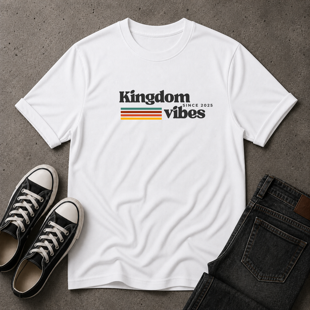 Kingdom Vibes Retro T-Shirt – Christian Streetwear Tee (FRONT DESIGN)