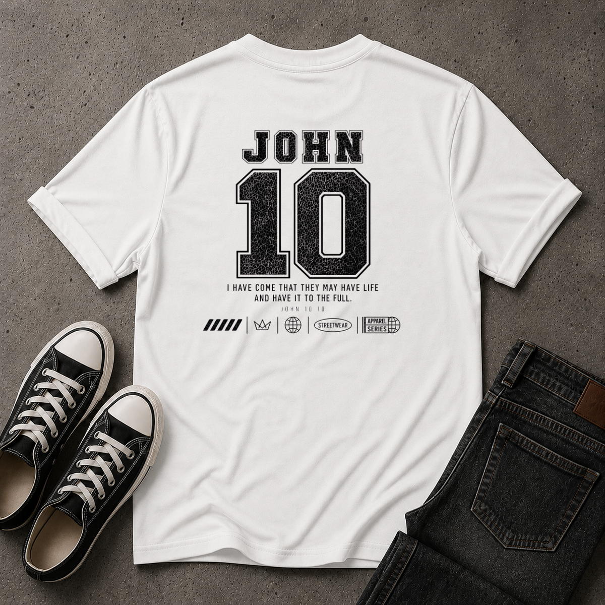 John 10:10 Christian T-Shirt – Life to the Full – (BACK DESIGN)