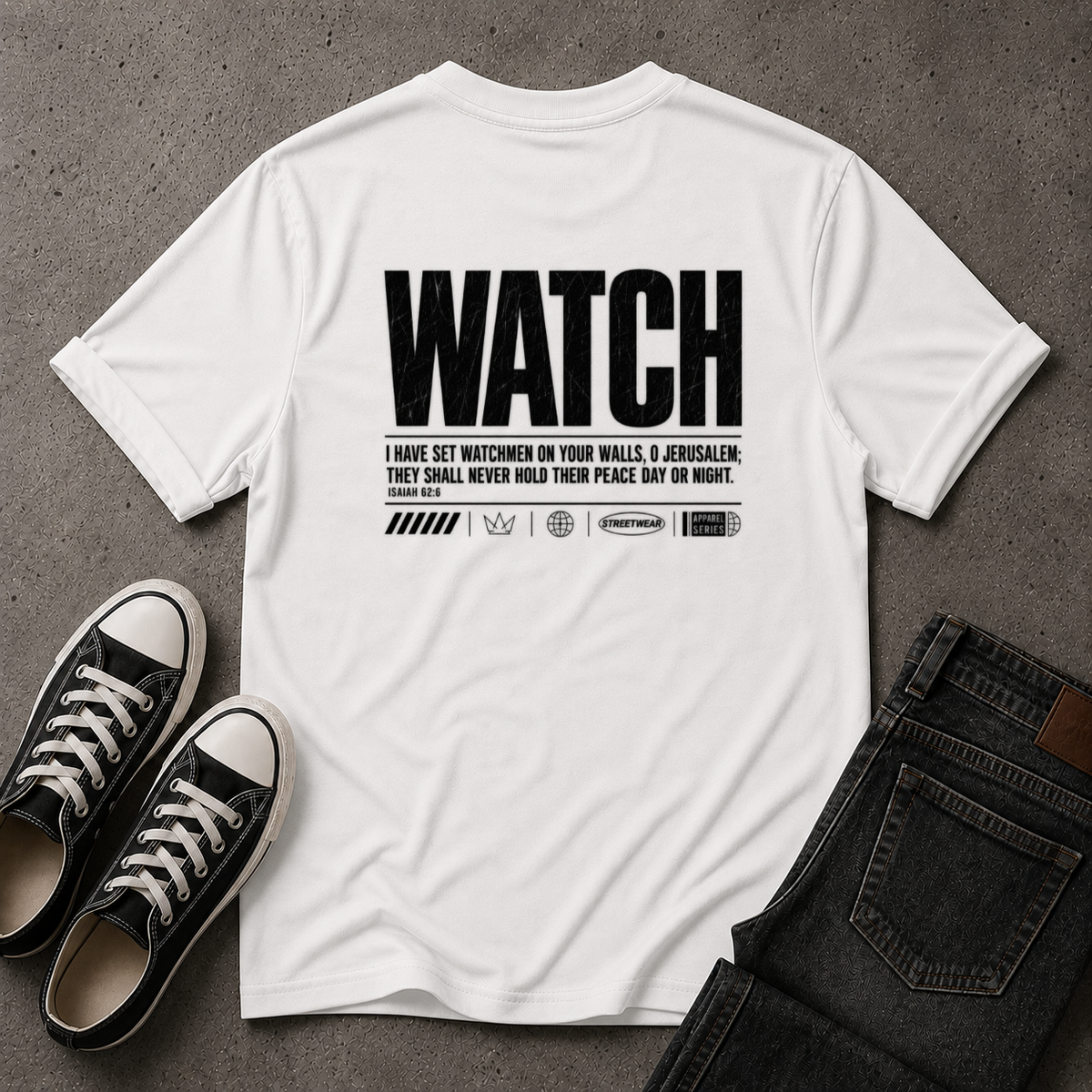 Watch Christian T-Shirt – Isaiah 62:6 Watchman Scripture Tee (BACK DESIGN)