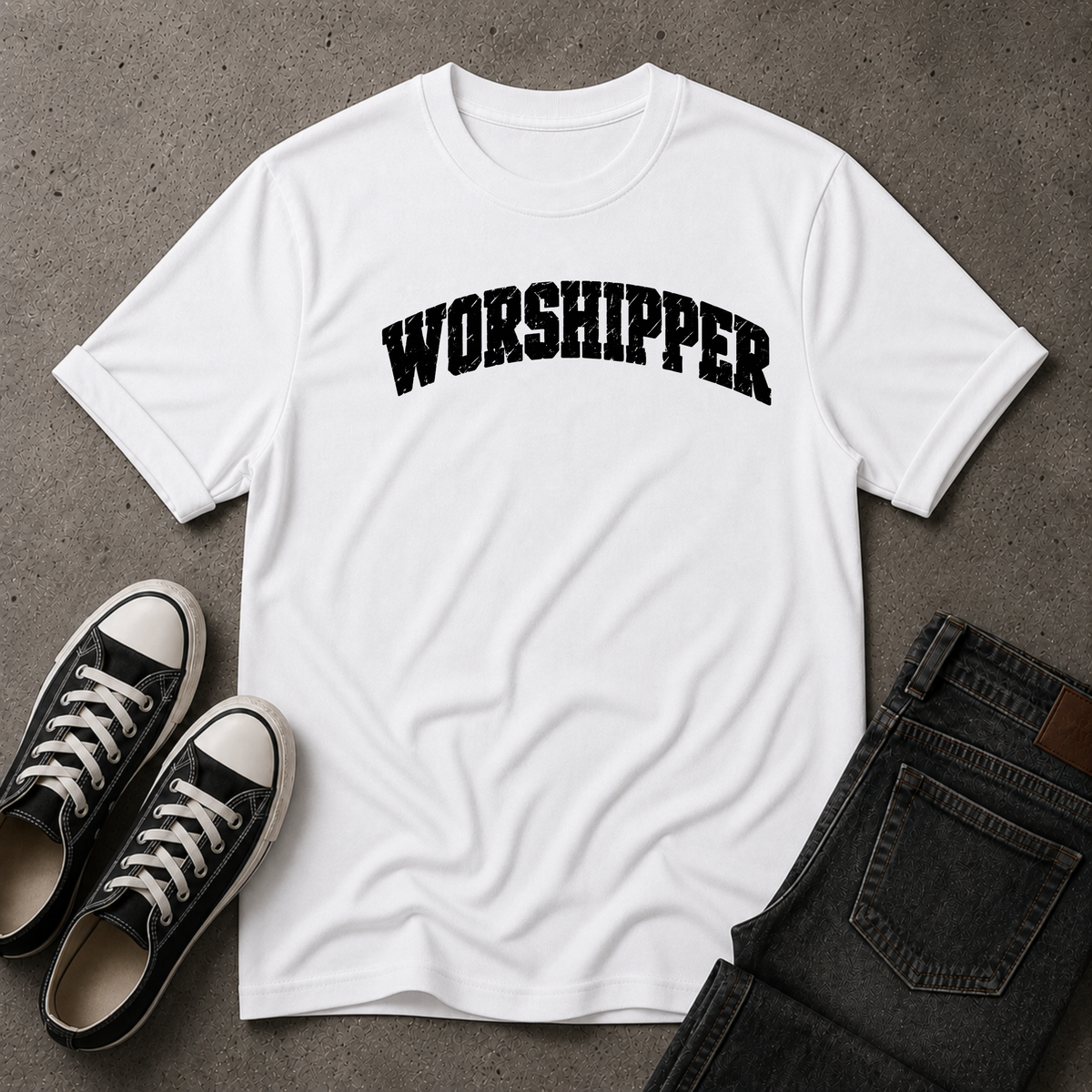 Worshipper Christian T-Shirt – Bold Christian Worship Tee (FRONT DESIGN)