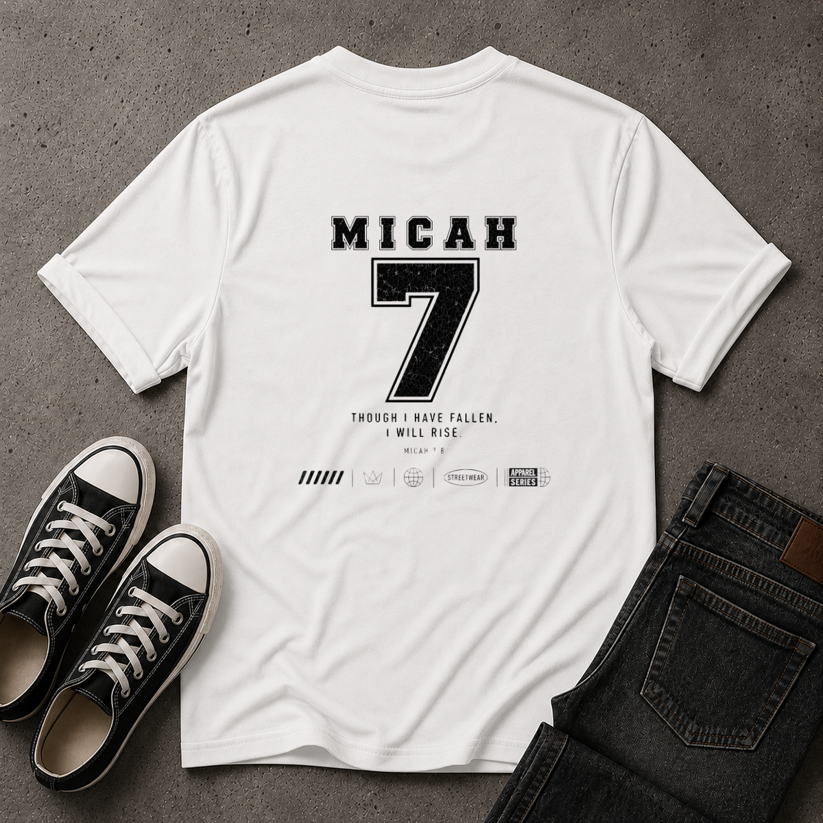 Micah 7 Christian T-Shirt – I Will Rise – (BACK DESIGN)