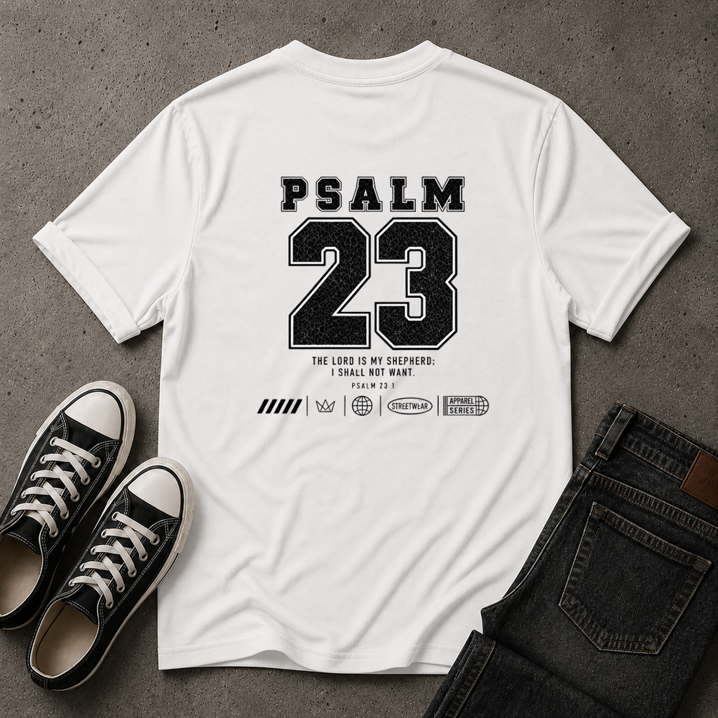 Psalm 23 Christian T-Shirt – The Lord Is My Shepherd – (BACK DESIGN)