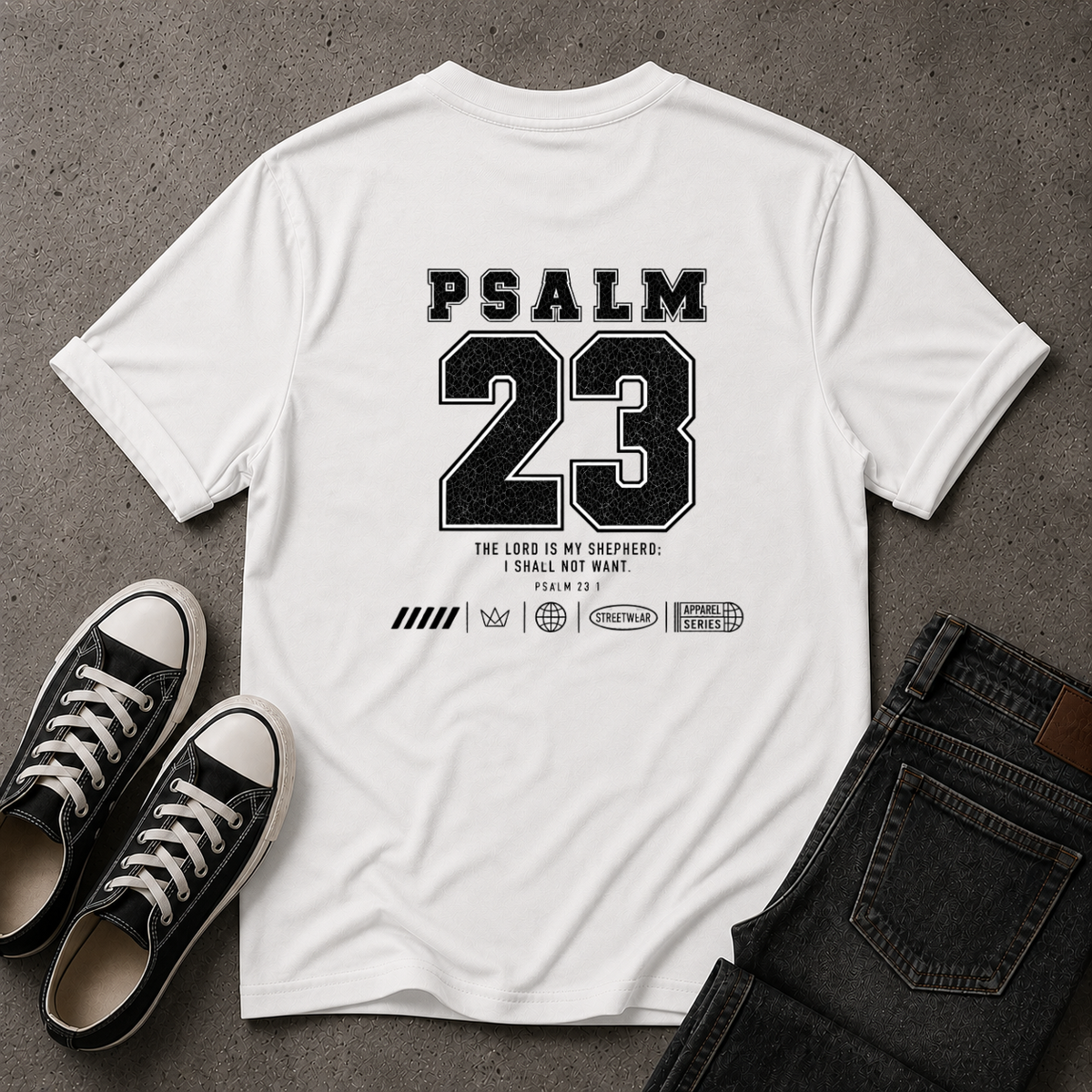 Psalm 23 Christian T-Shirt – The Lord Is My Shepherd – (BACK DESIGN)
