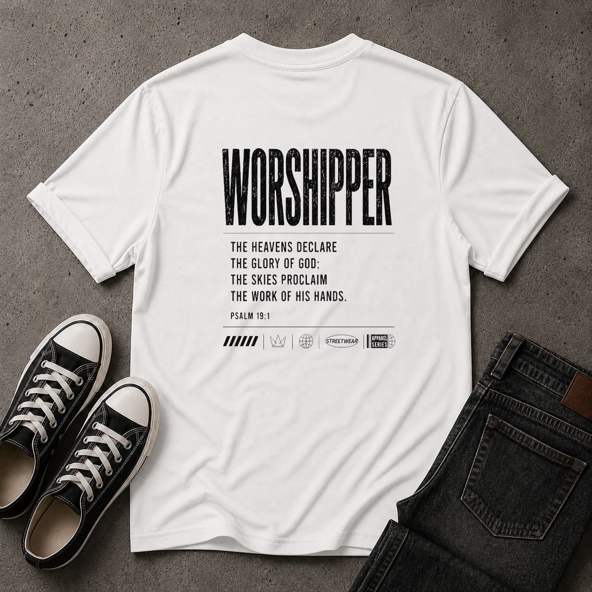 Worshipper Christian T-Shirt – Psalm 19:1 Worship Tee (BACK DESIGN)