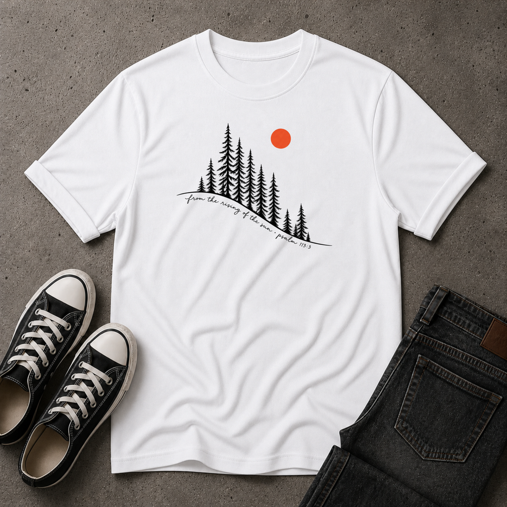From the Rising of the Sun Christian T-Shirt – Psalm 113:3 (FRONT DESIGN)