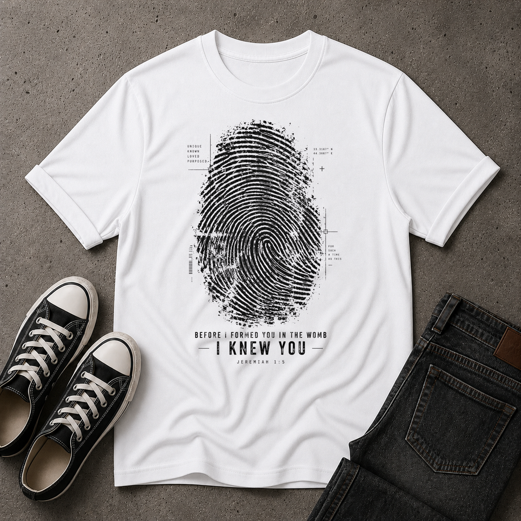 Before I Formed You Christian T-Shirt – Jeremiah 1:5 (FRONT DESIGN)