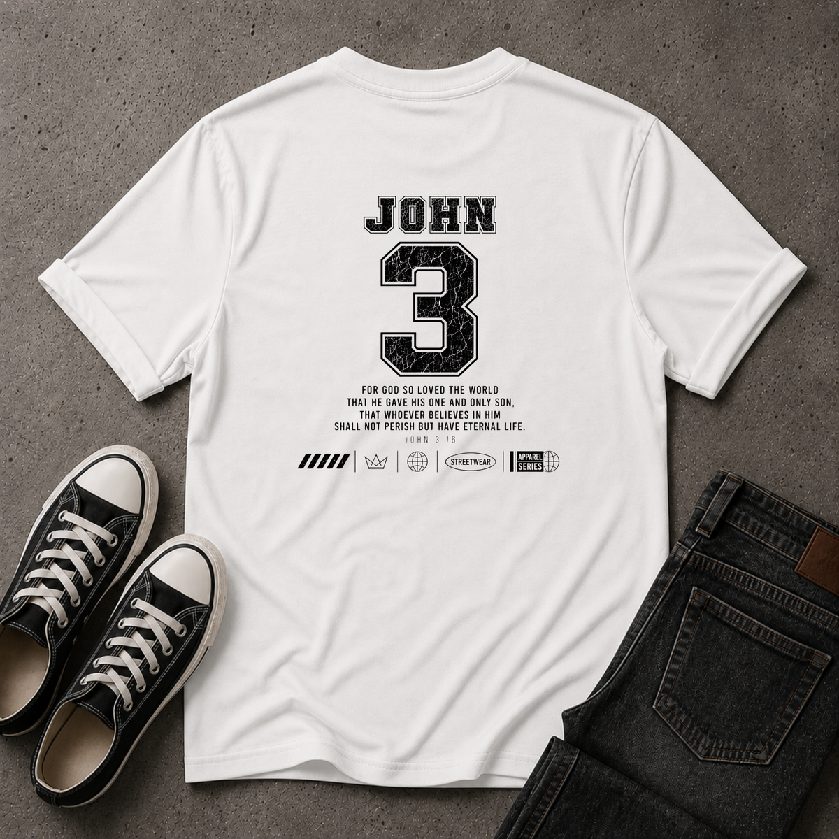 John 3:16 Christian T-Shirt – For God So Loved the World (BACK DESIGN)