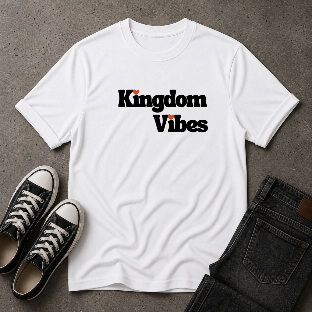 Kingdom Vibes Heart Logo T-Shirt – Christian Streetwear Tee (FRONT DESIGN)